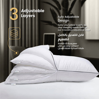 Triton Premium Cotton Three-in-One Adjustable Layer Cotton Pillow with Down Alternative filling 50x75 cm