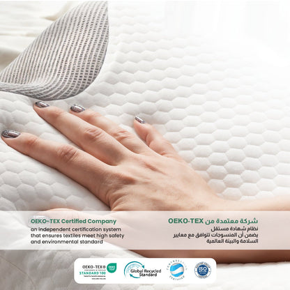 Ergo Memory Foam Pillow with Breathable, Washable Cover 60x40x10cm