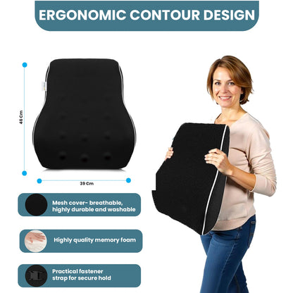 Spine Support Memory Foam Lumbar Pillow for Posture Correction – 46x39x15cm
